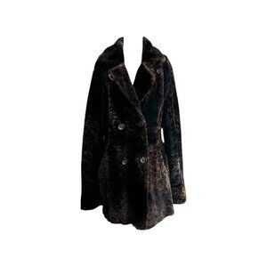 Reversible Shearling Suede Leather Leopard Print Coat by Vakko